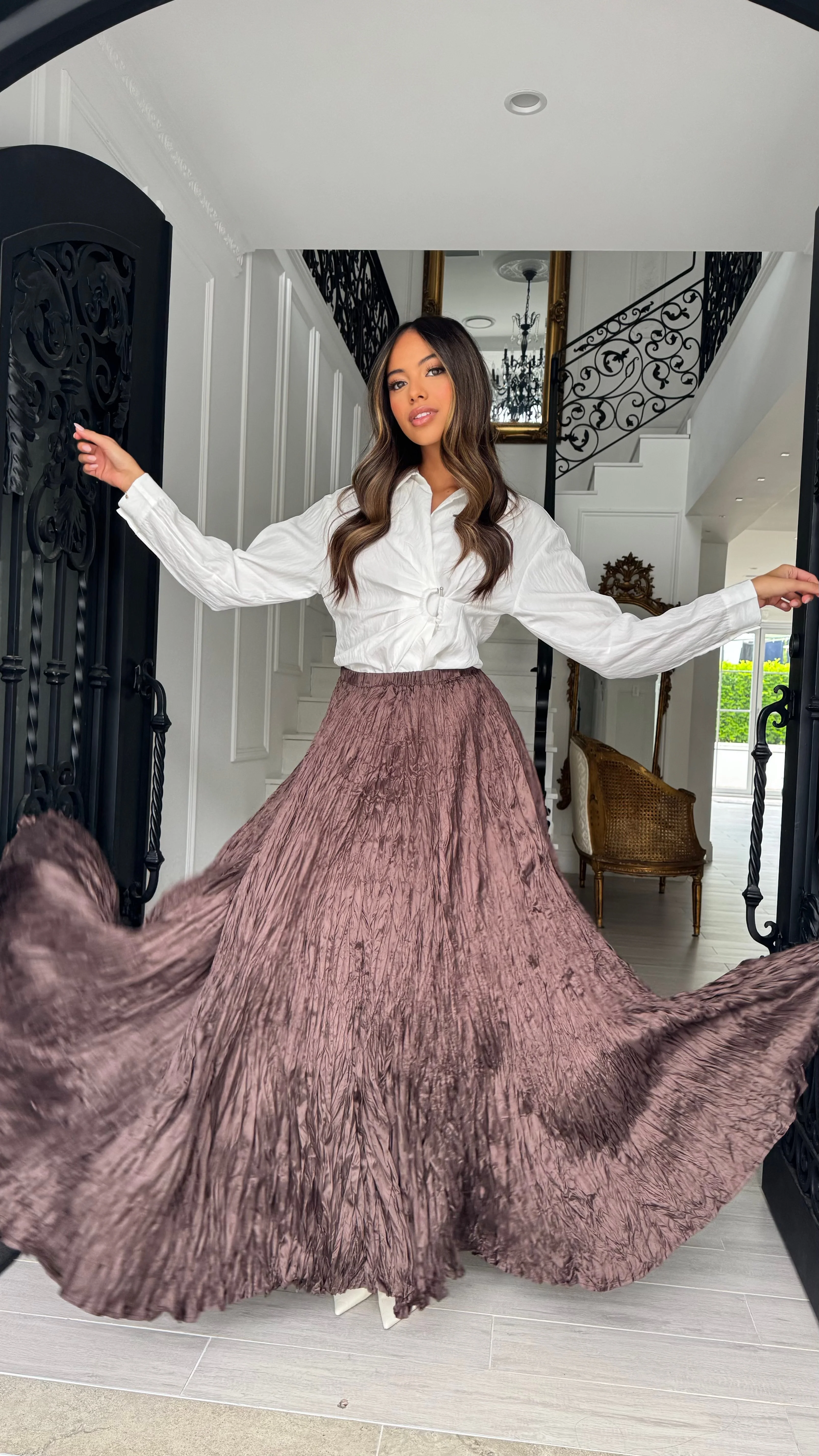 Alira Crinkle Satin Skirt - Image 12