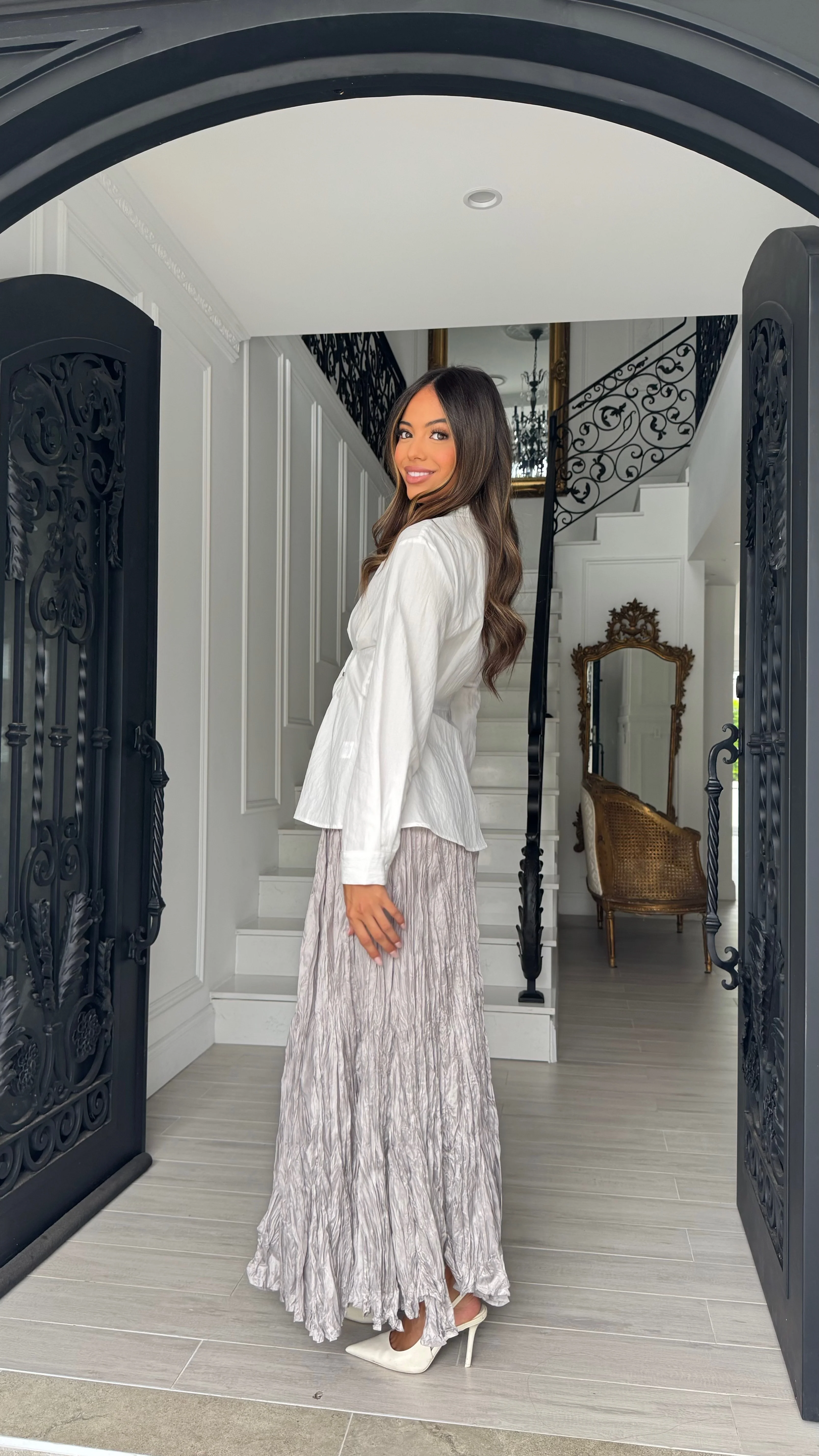 Alira Crinkle Satin Skirt - Image 17