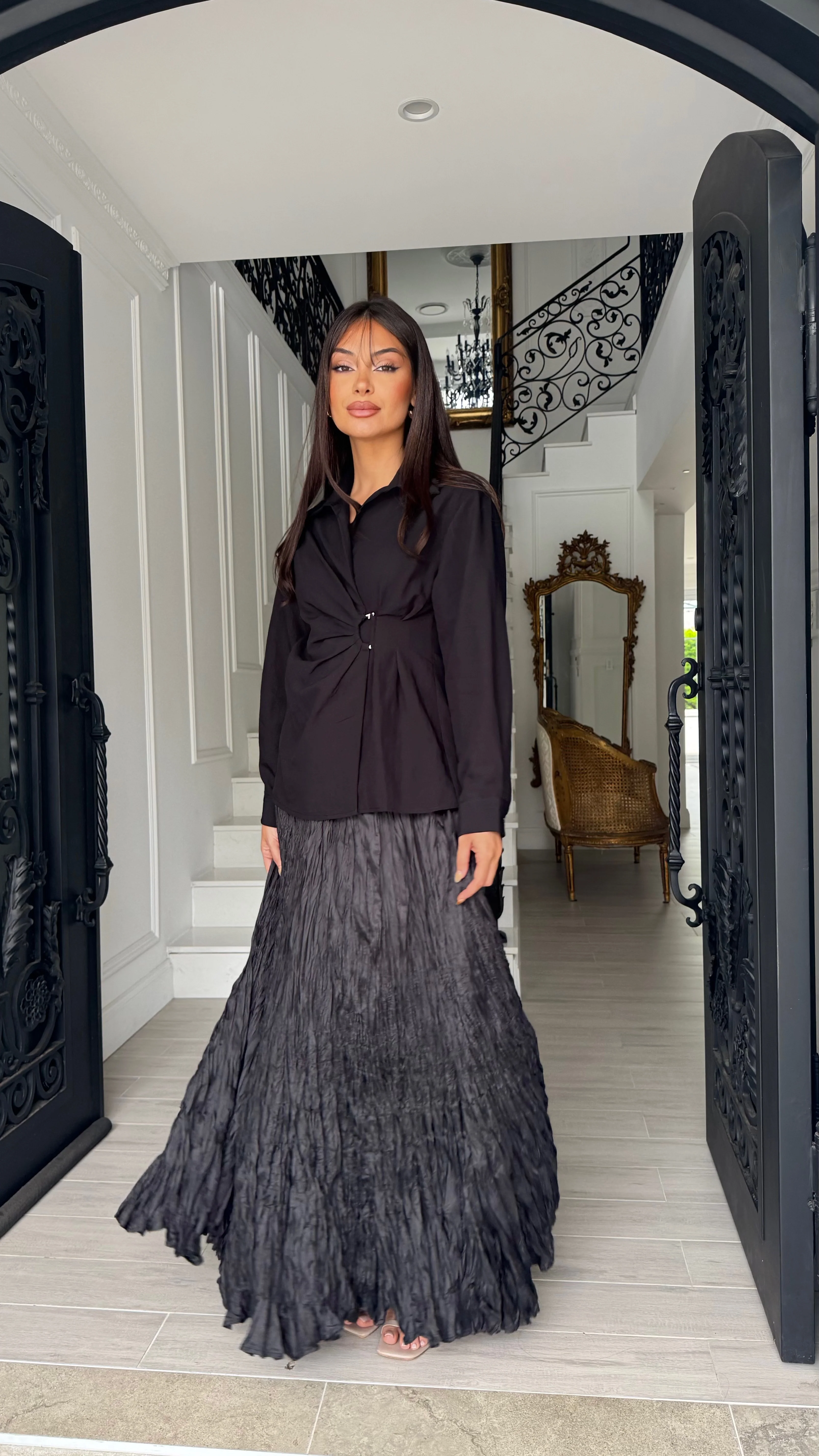 Alira Crinkle Satin Skirt - Image 20
