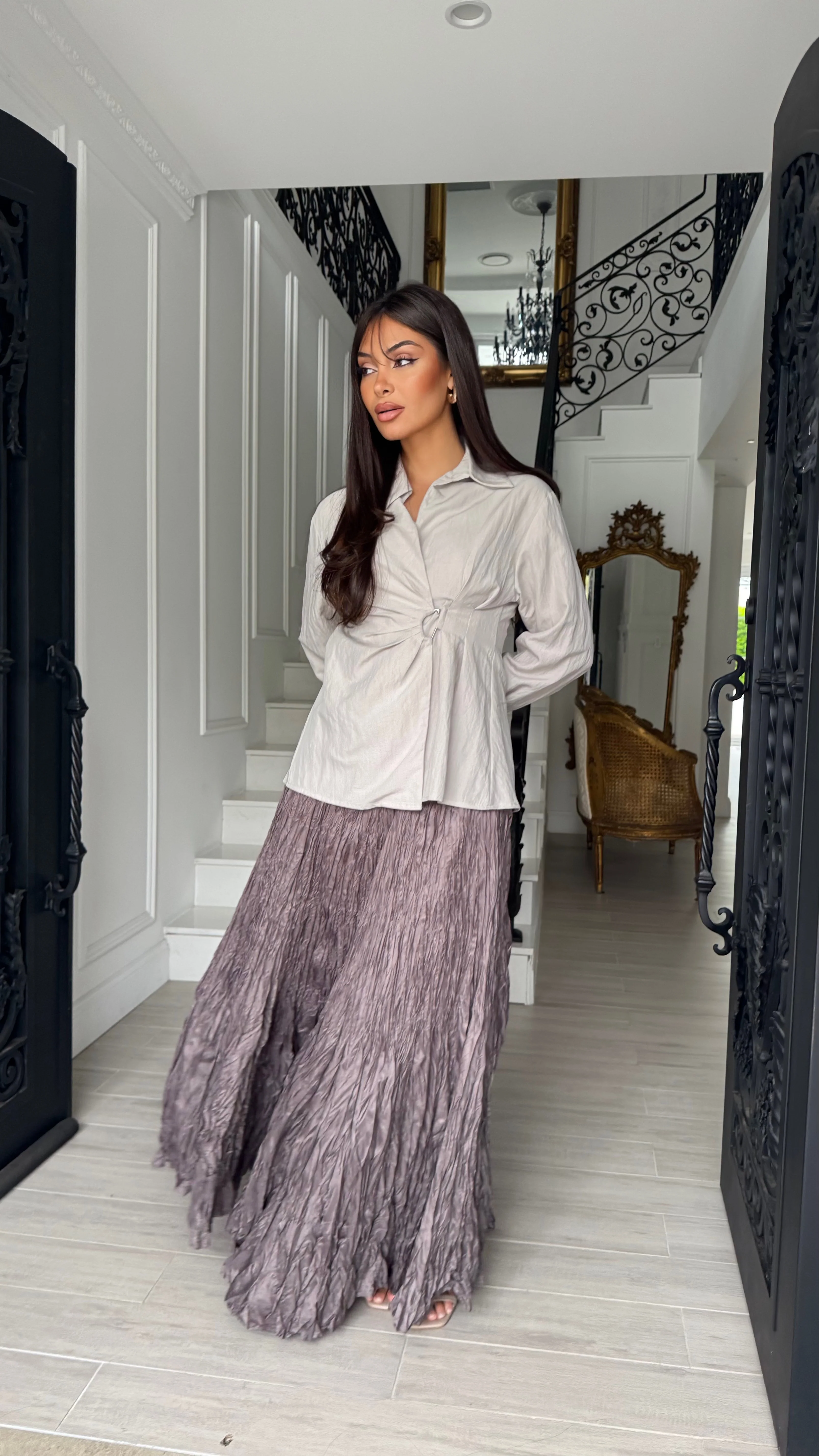 Alira Crinkle Satin Skirt - Image 6