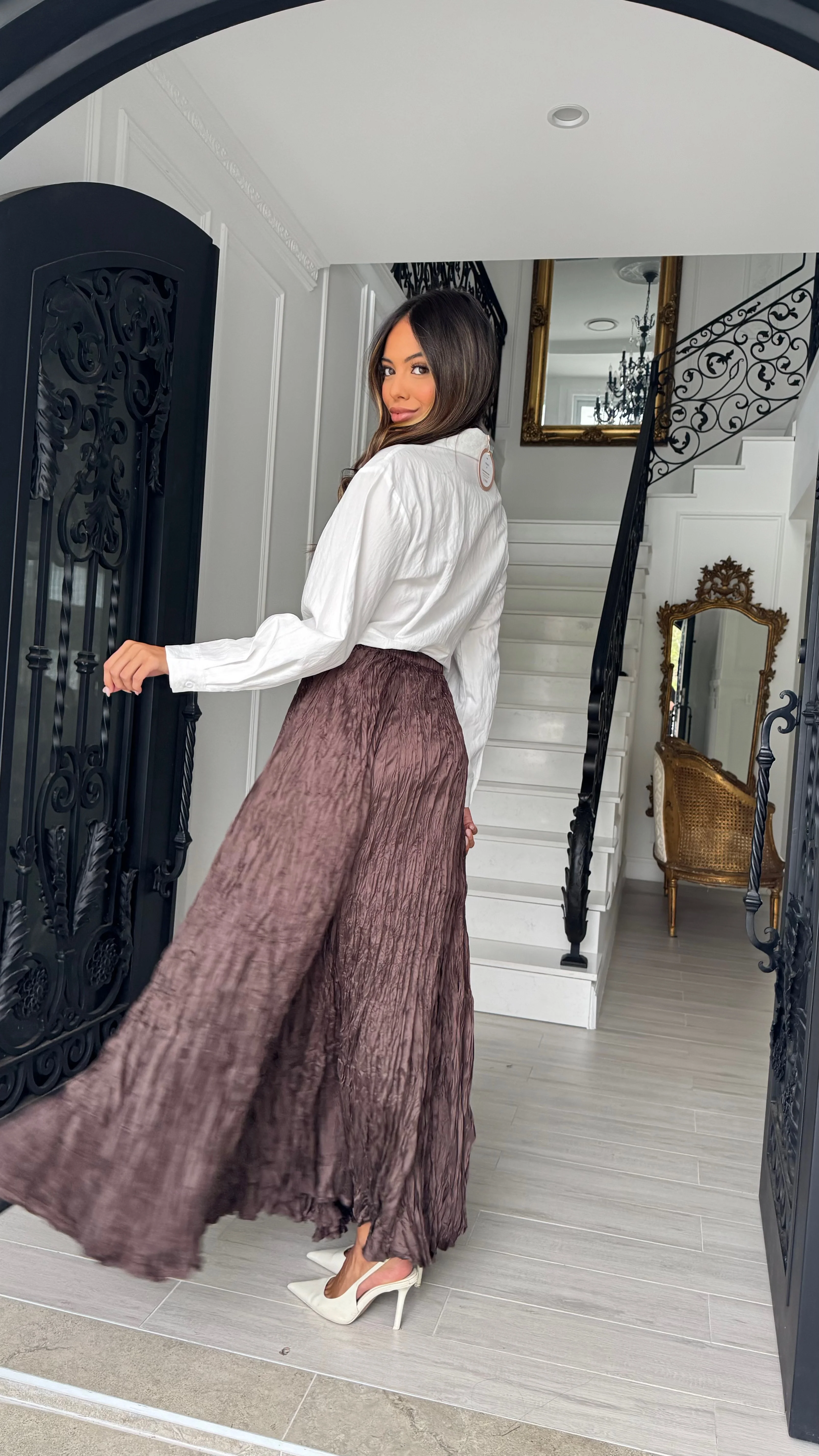 Alira Crinkle Satin Skirt - Image 9