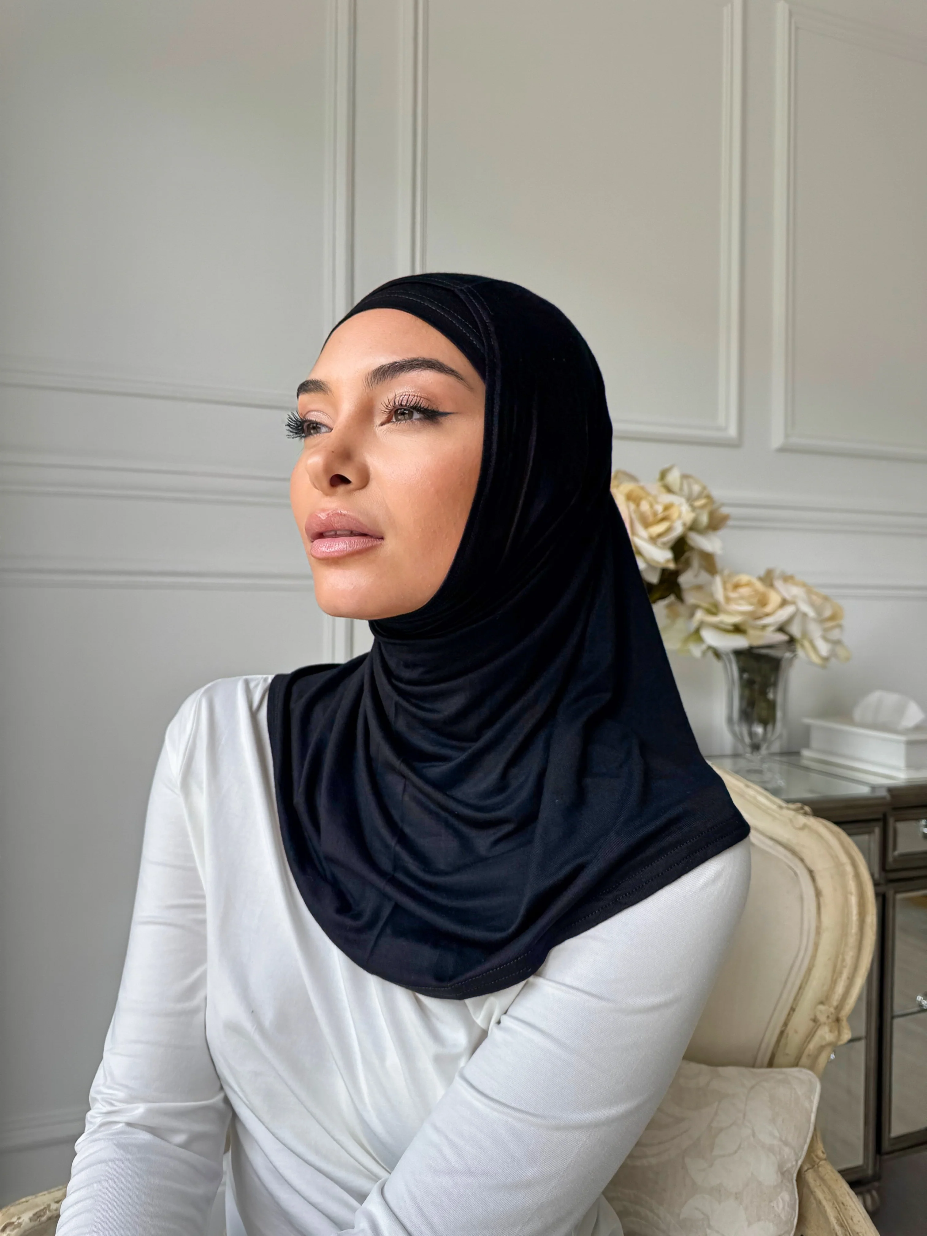 Black Slip On Hijab - Image 3