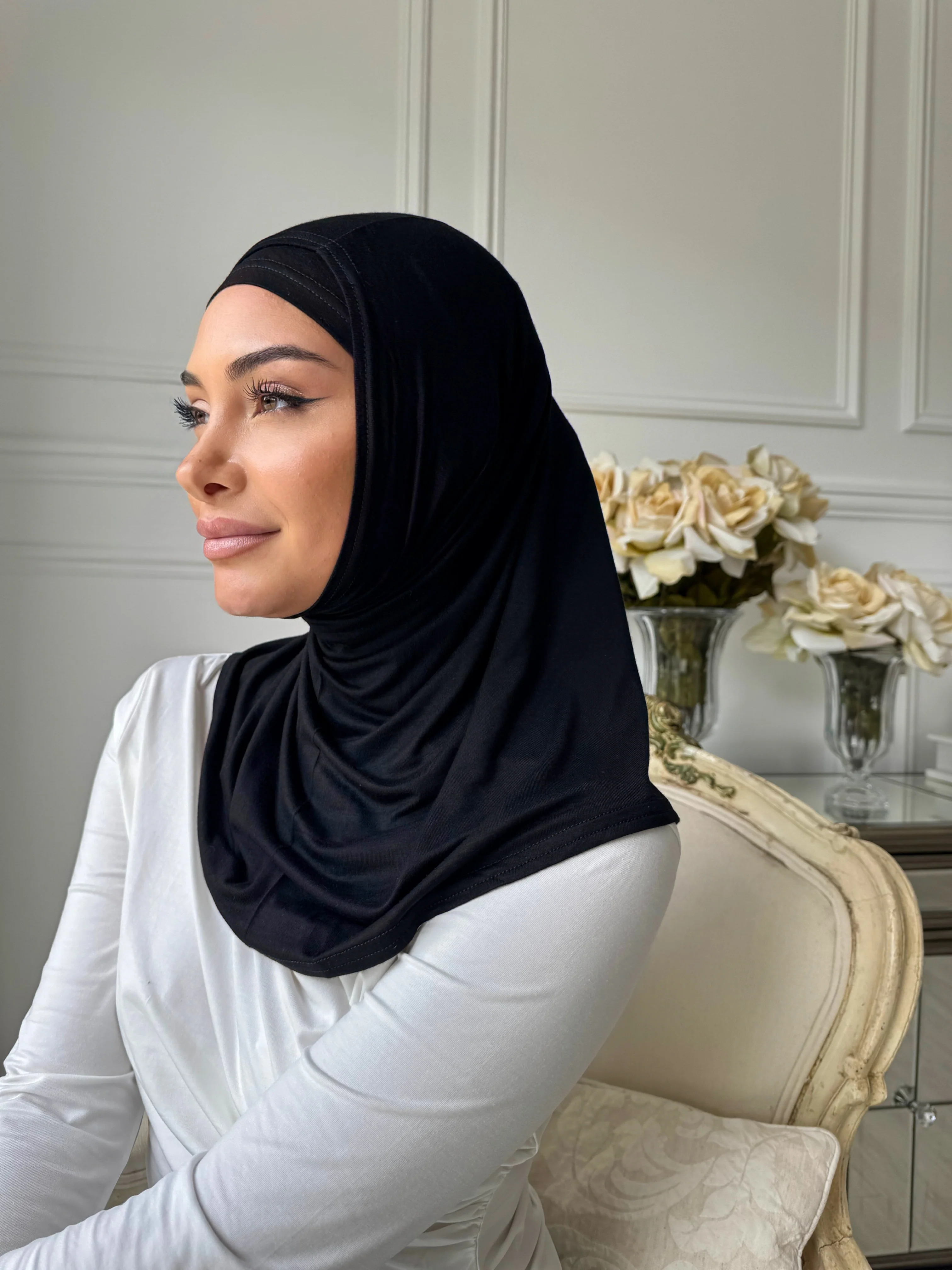 Black Slip On Hijab - Image 4