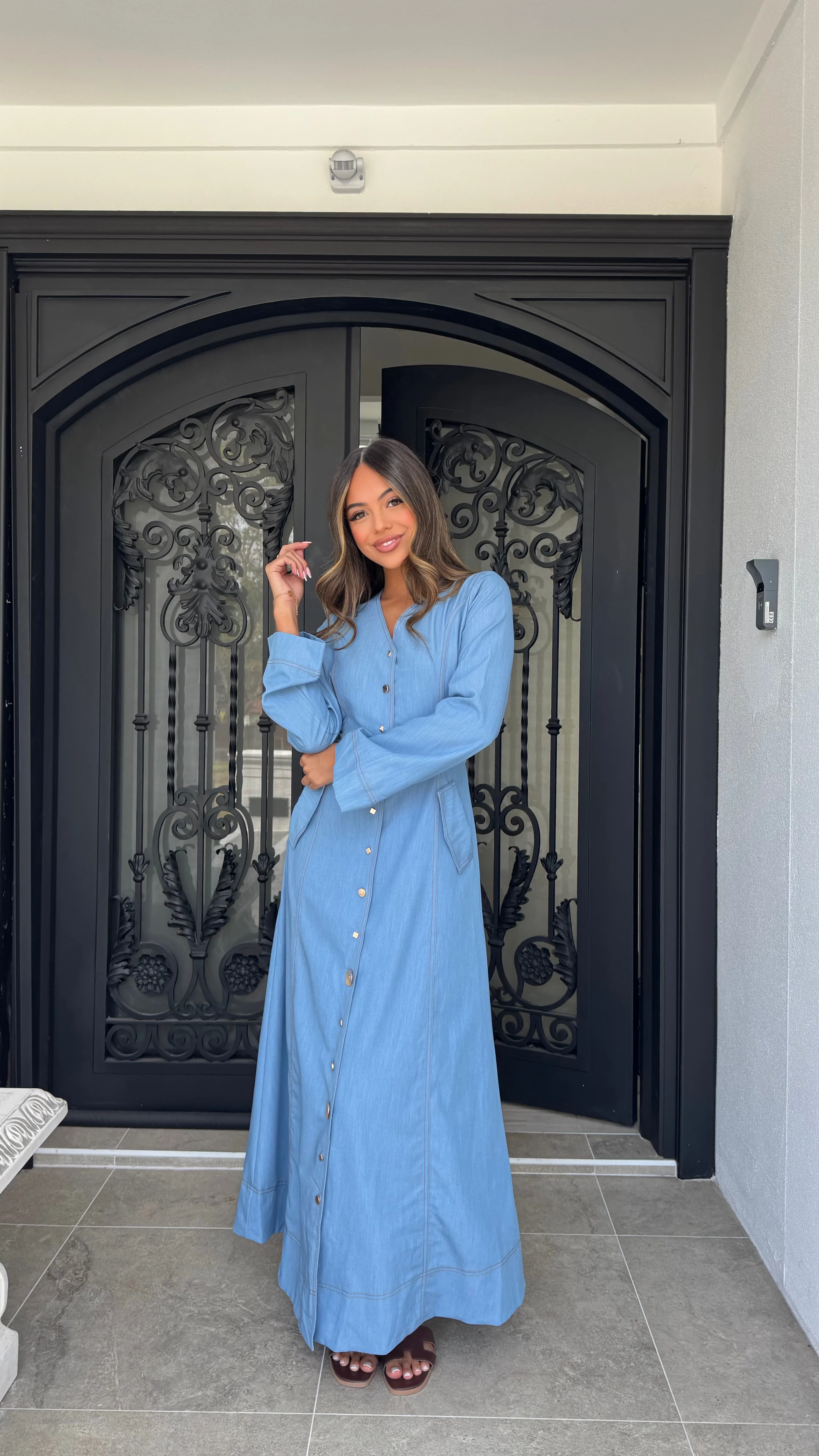 Gold button Denim maxi - Image 12