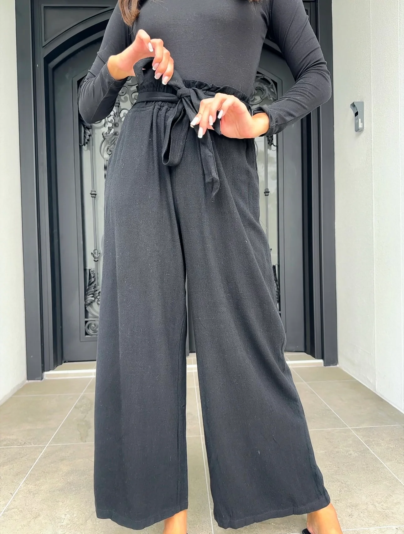Linen Tie Waist Pants - Image 5