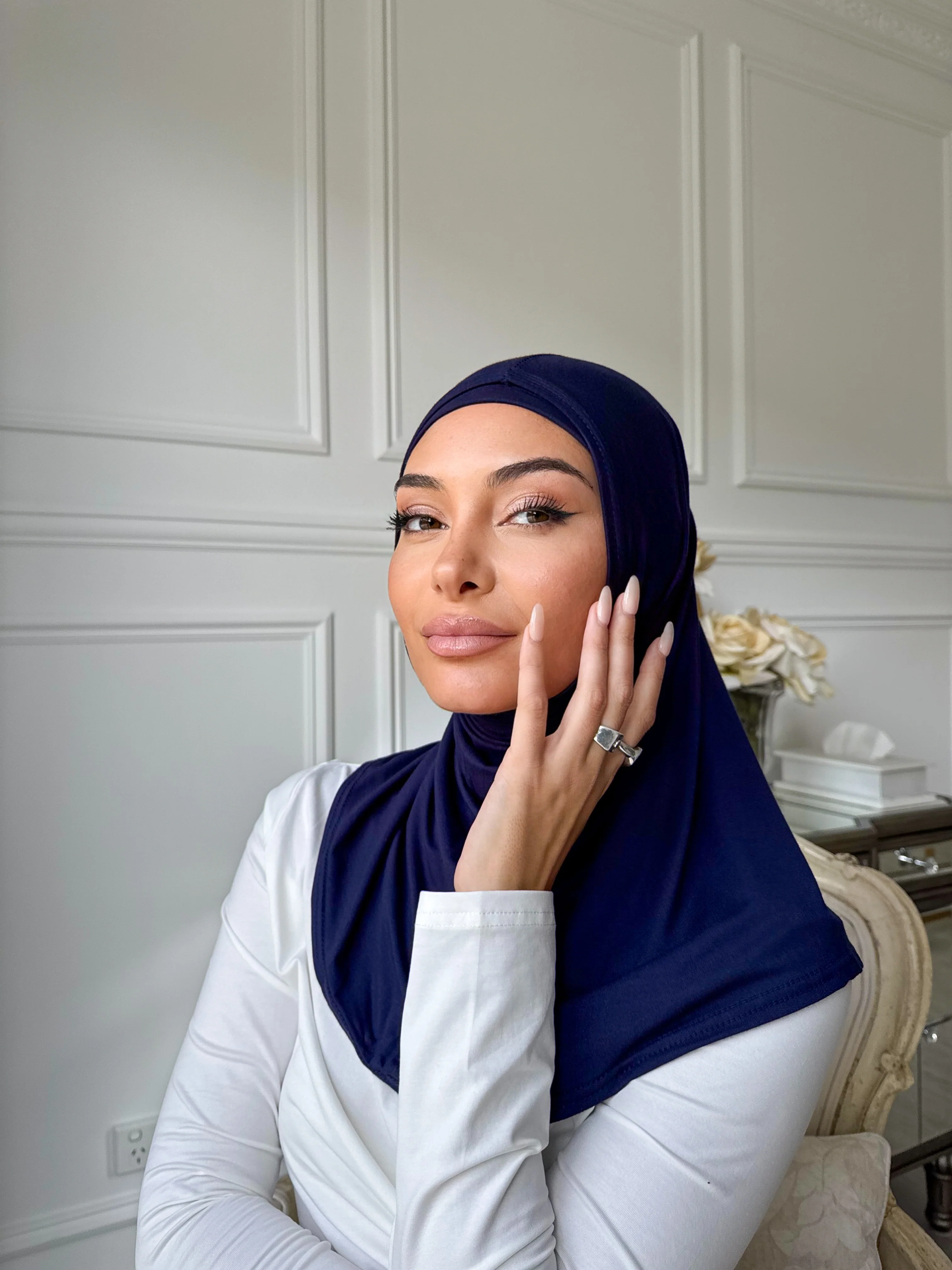 Navy Slip On Hijab - Image 3