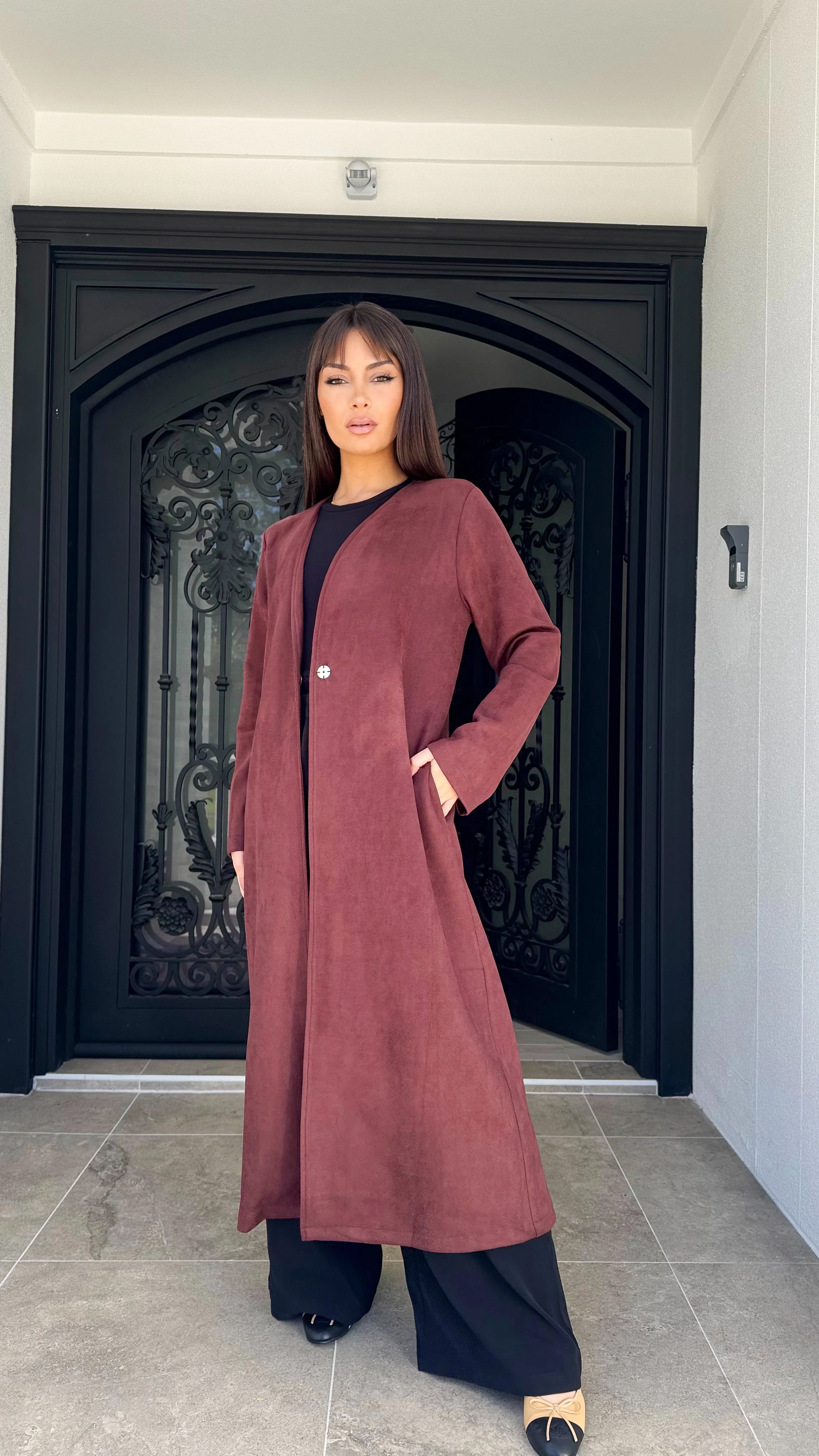Suede drape coat - Image 12
