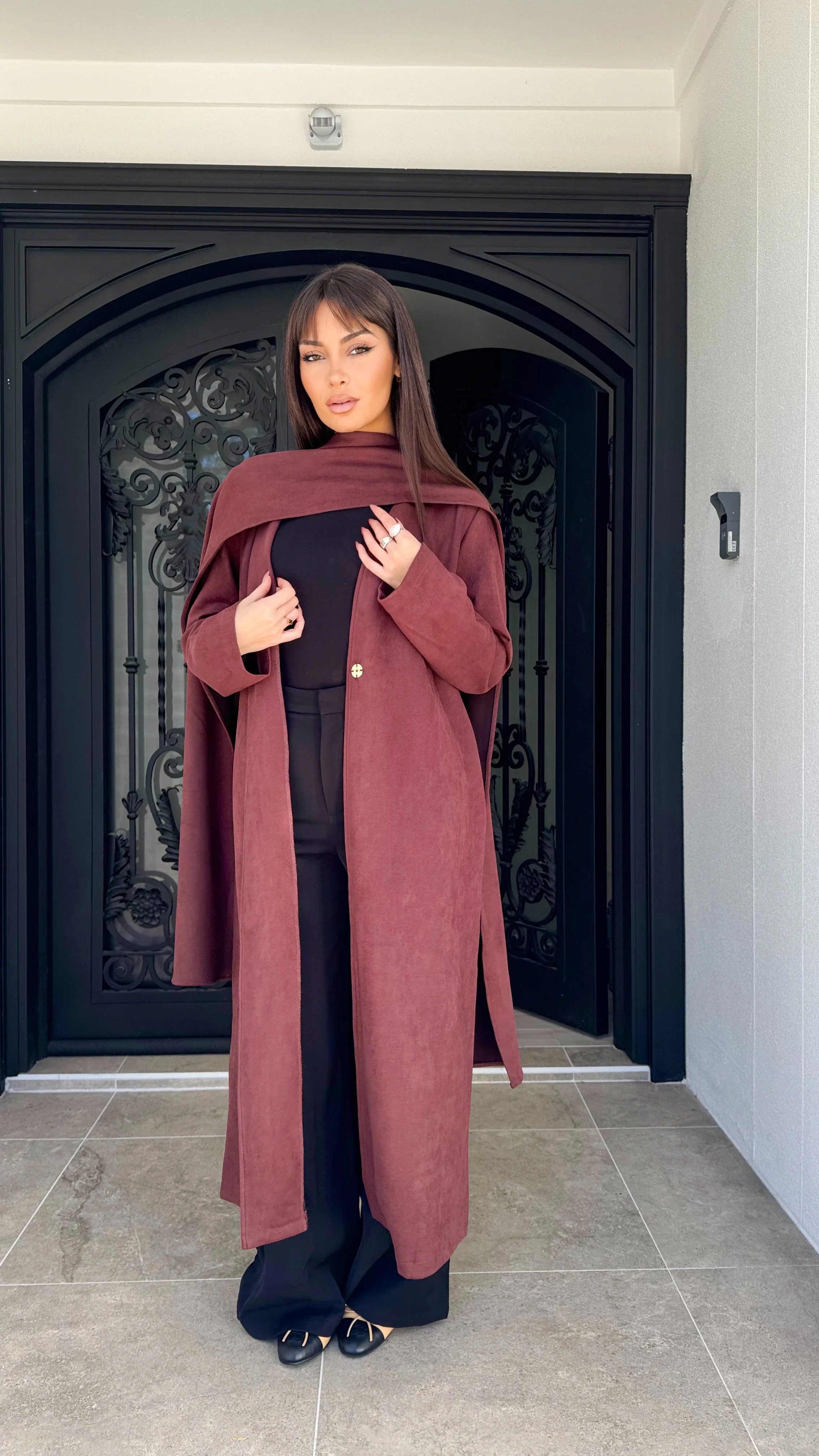 Suede drape coat - Image 14