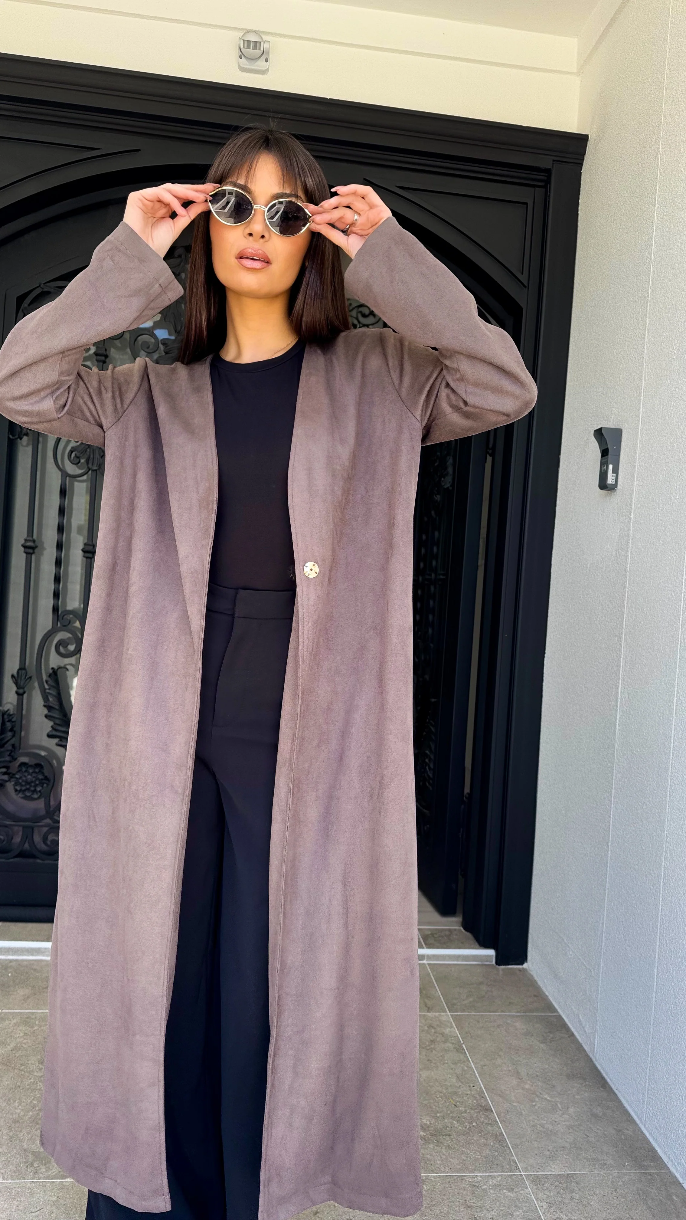 Suede drape coat - Image 17