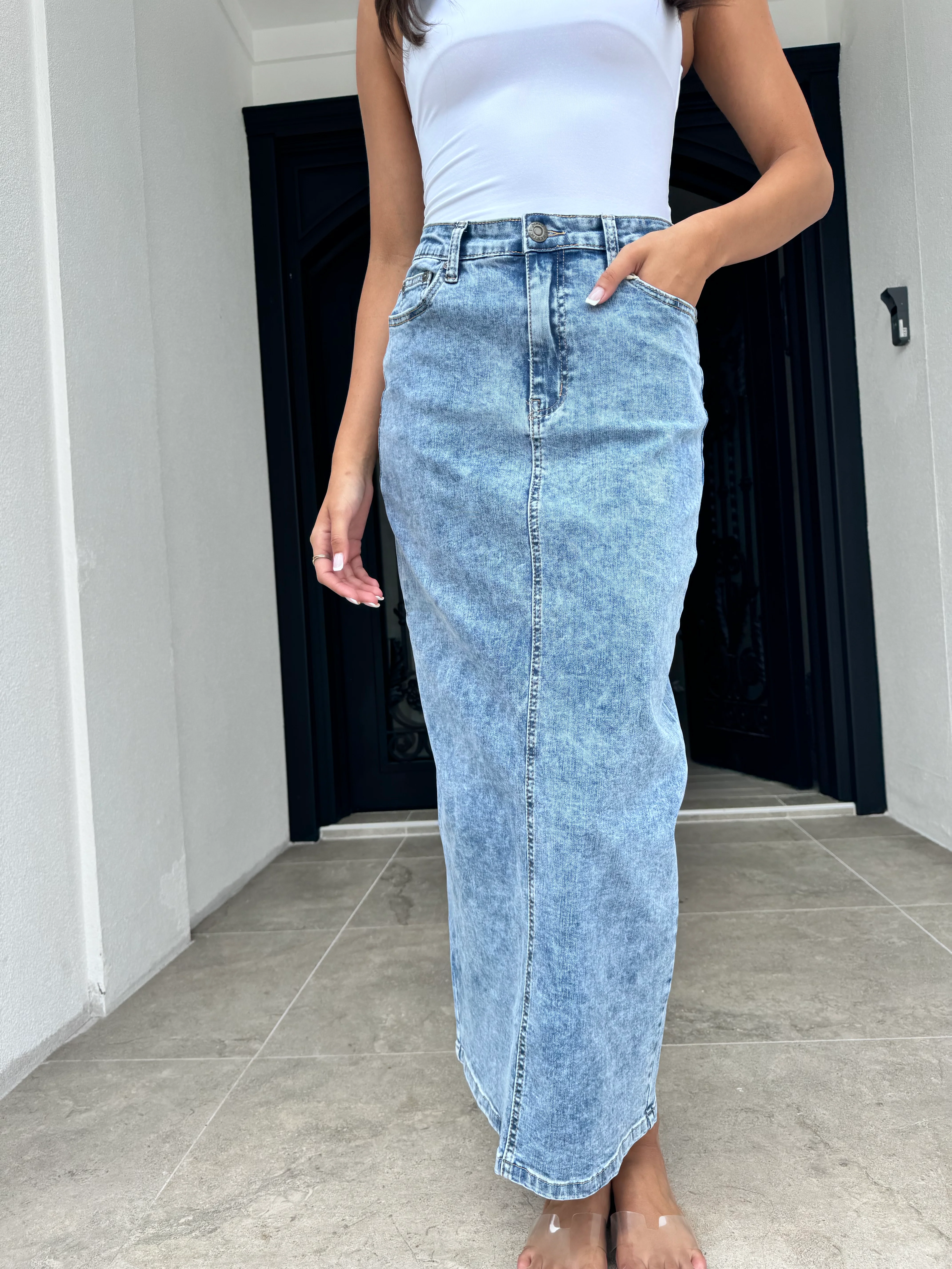 Washed denim skirt - Image 4