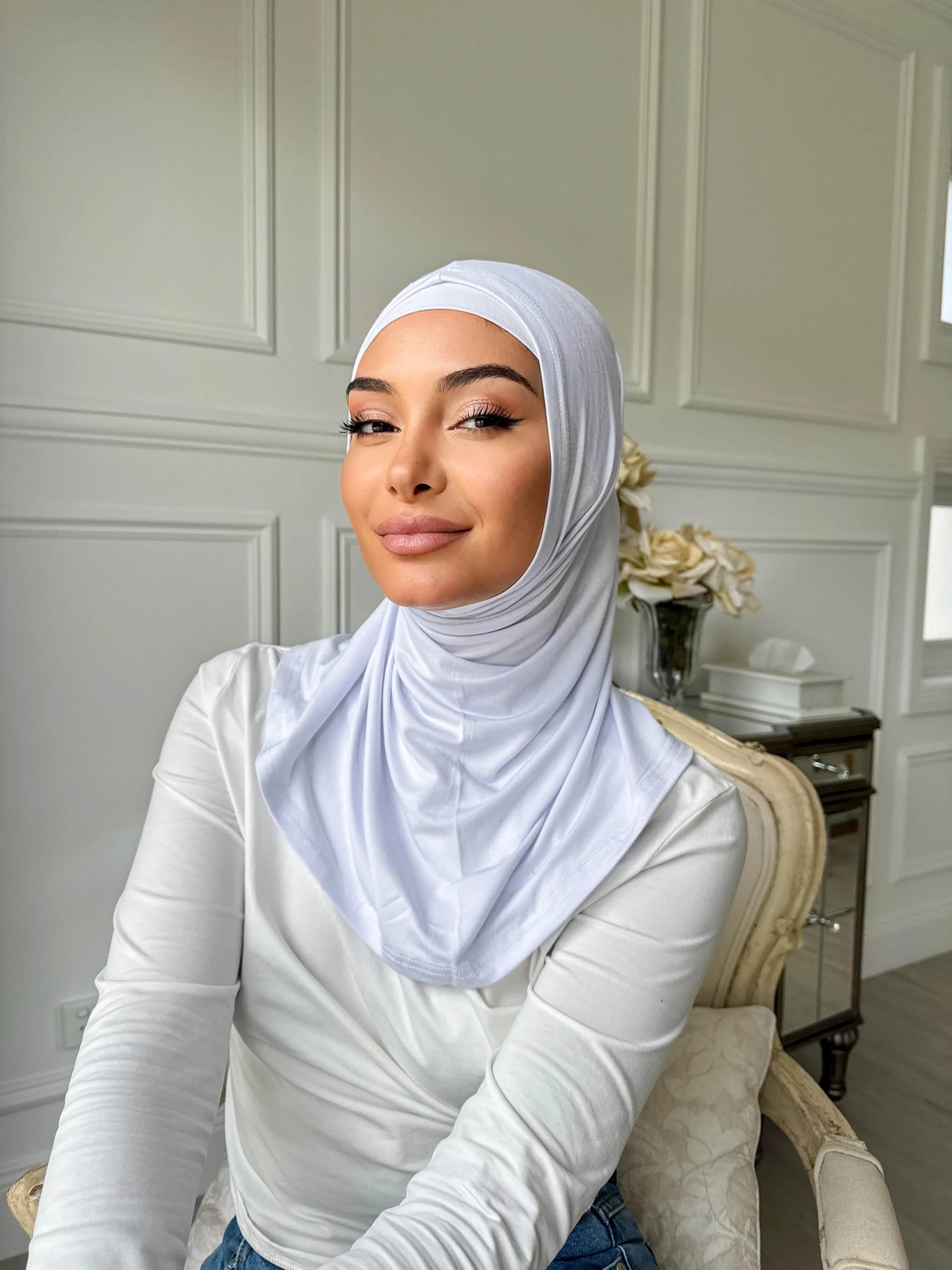 White Slip On Hijab - Image 3